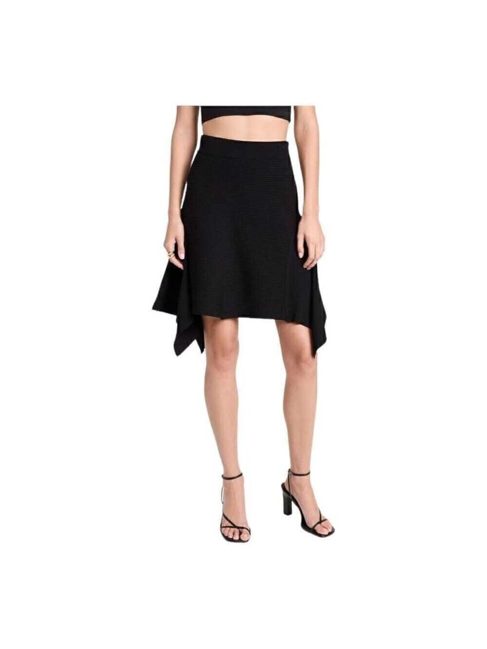 A.L.C. Dalia Black Ribbed Handkerchief Skirt Size Small